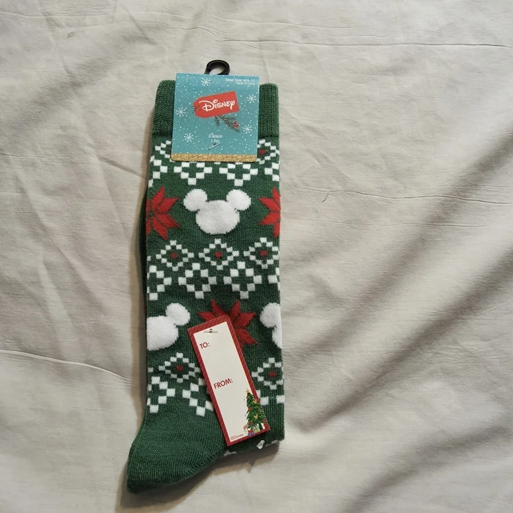 Disney Green Holiday Socks with Mickey Mouse Design Unisex